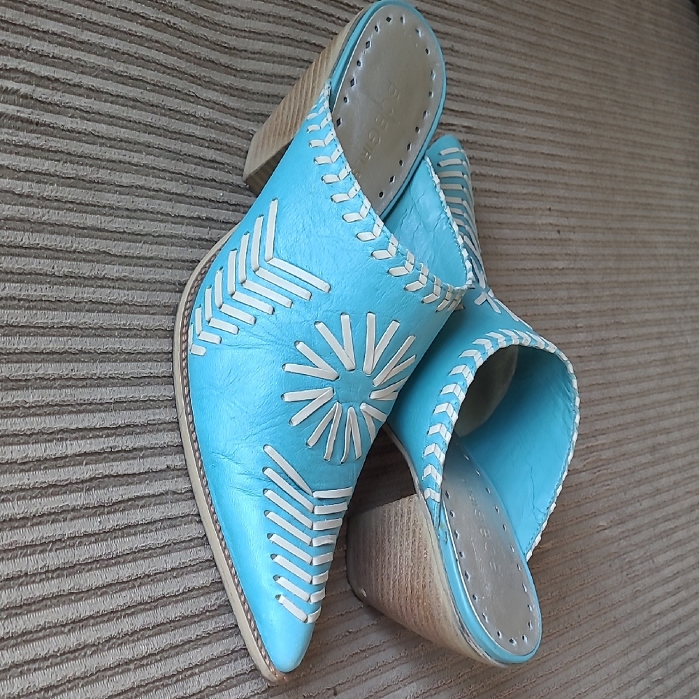 BCBGirls Leather Stitched Western Mules Size 8